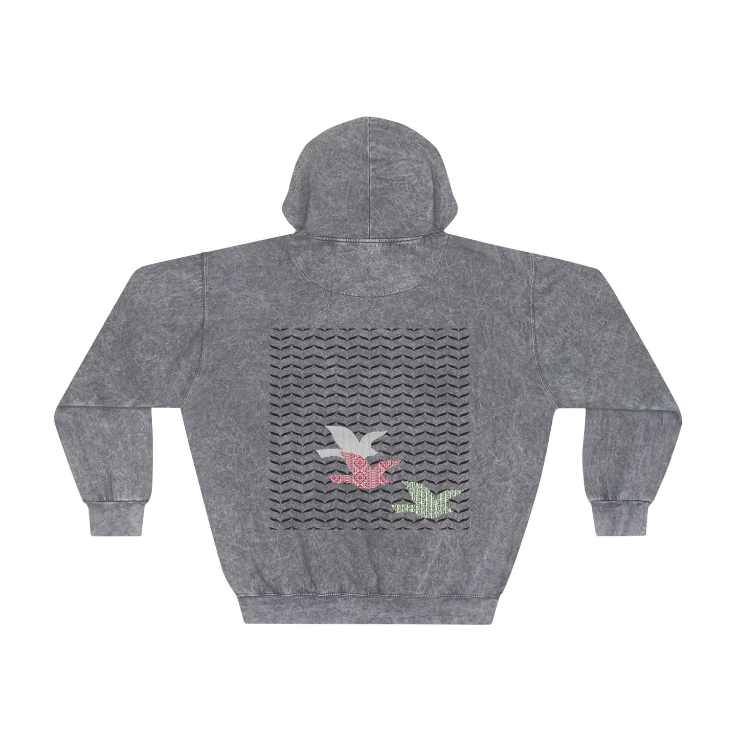 Unisex Mineral Wash Hoodie Peace Pigeons Palestinian Heritage