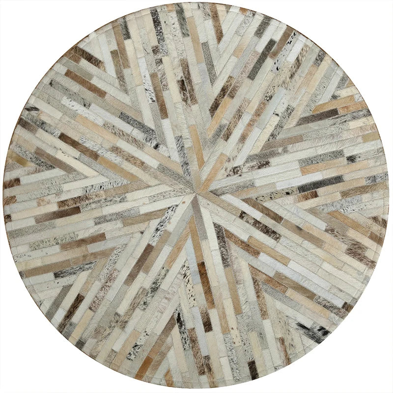 Genuine Cowhide Leather Round Carpet Bedroom Nordic Ins Carpets Modern Rug for Home Living Room Round Floor Mat Coffee Table Rug