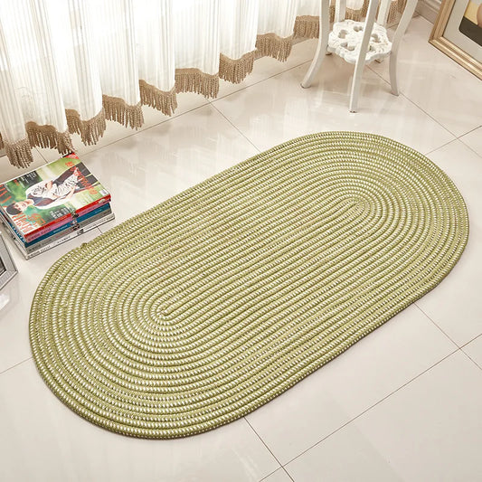 Handmade Oval Woven Rugs for Bedroom Living Room, Vintage Floor Mats, Chic Door Mat, Bedside Area Rug, Rattan Carpet, Home Decor