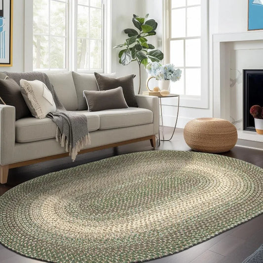 Braided Rugs 10x13 Farmhouse Kitchen Rug Ridgewood Braided Rug for Living Room Reversible Indoor Beige 10' X 13' Oval