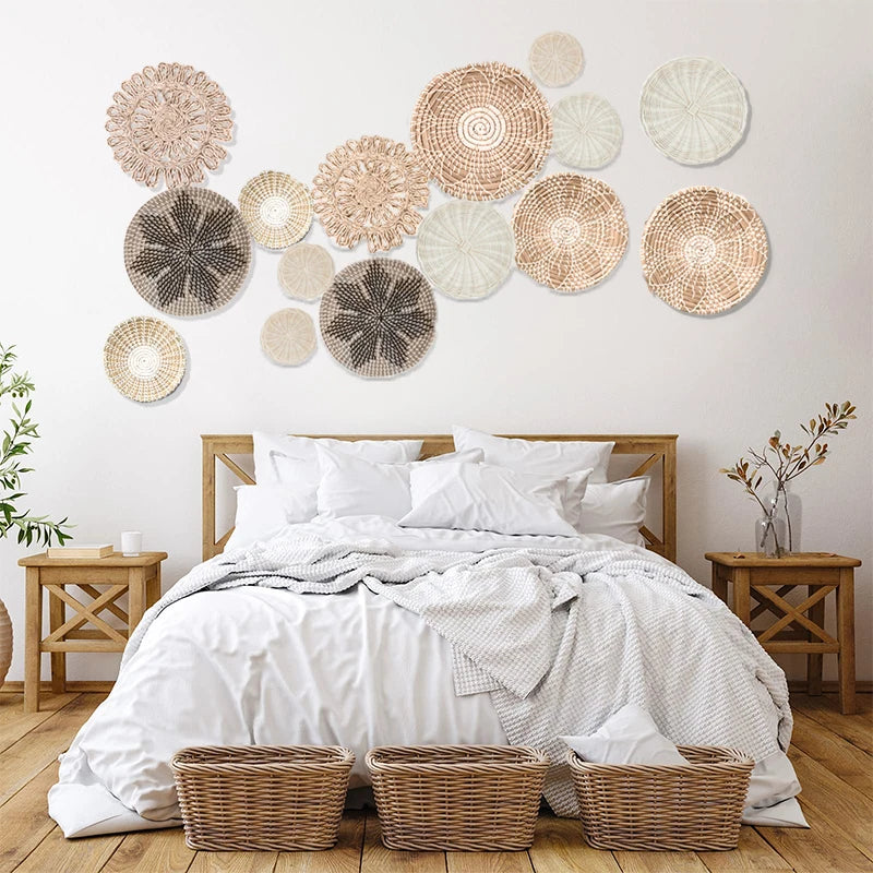 Set of 10 Rattan  Boho Bohemian Wall Decoration