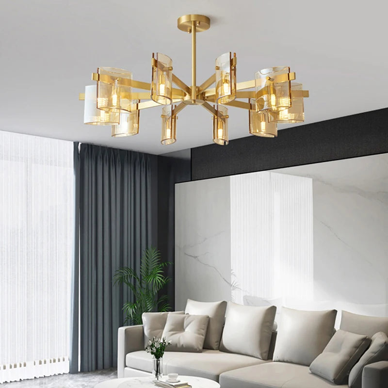 Led Chandelier Luxury Indoor Copper Lighting