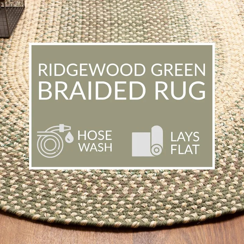 Braided Rugs 10x13 Farmhouse Kitchen Rug Ridgewood Braided Rug for Living Room Reversible Indoor Beige 10' X 13' Oval