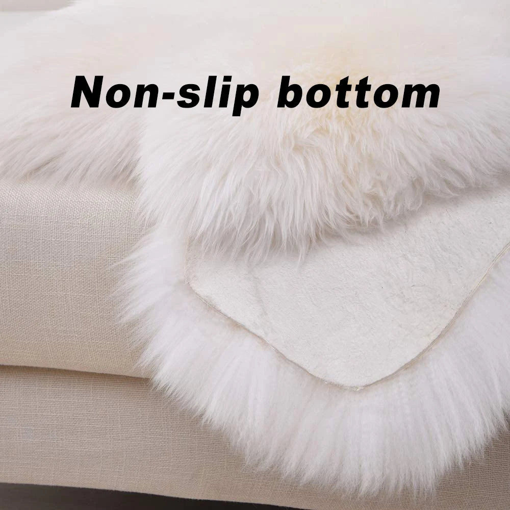 Oval Carpet Soft Fluffy Imitation Wool Area Rugs White Faux Fur Bedside Rug Grey Nordic Living Room Carpet For Bedroom Floor Mat