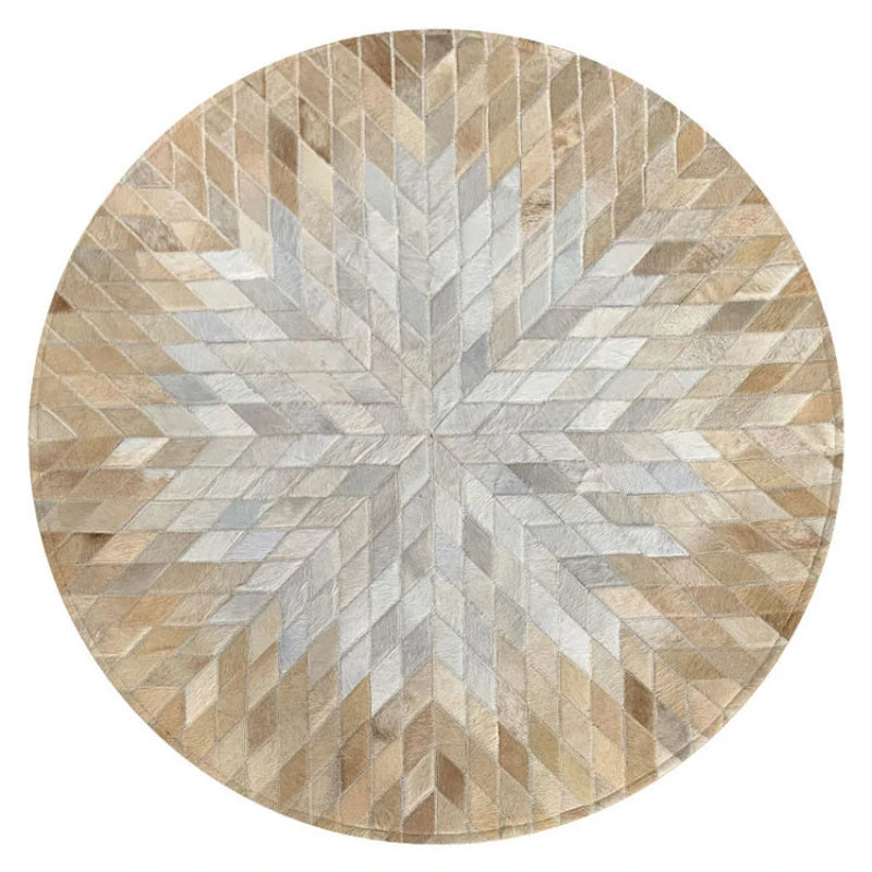 Luxury Cowhide Mosaic Round Carpet