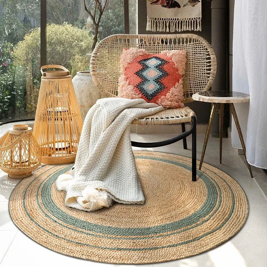 Natural Jute Traditional Hand Knitting Wear Resistant Durable Rug Modern Minimalism Soft Comfortable Mat