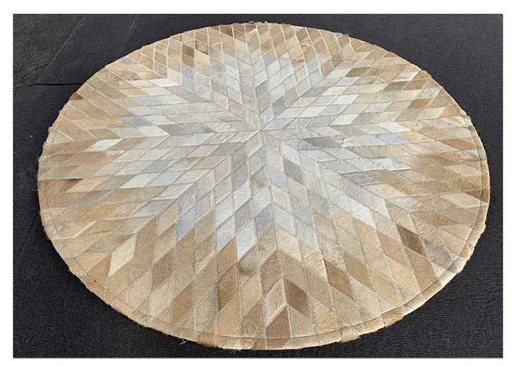 Luxury Cowhide Mosaic Round Carpet