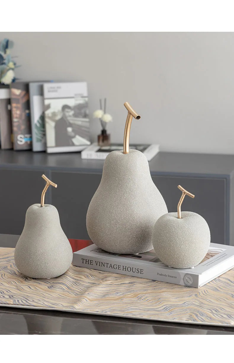 Minimalist Apple/pear Frosted Porcelain Statue  Decoration