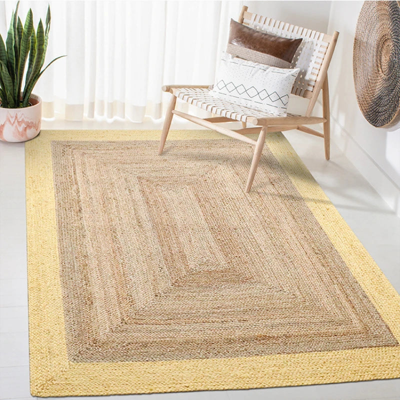 Natural Jute Traditional Hand Knitting Bedroom Rug Soft Breathable Wear Resistant Durable Mat