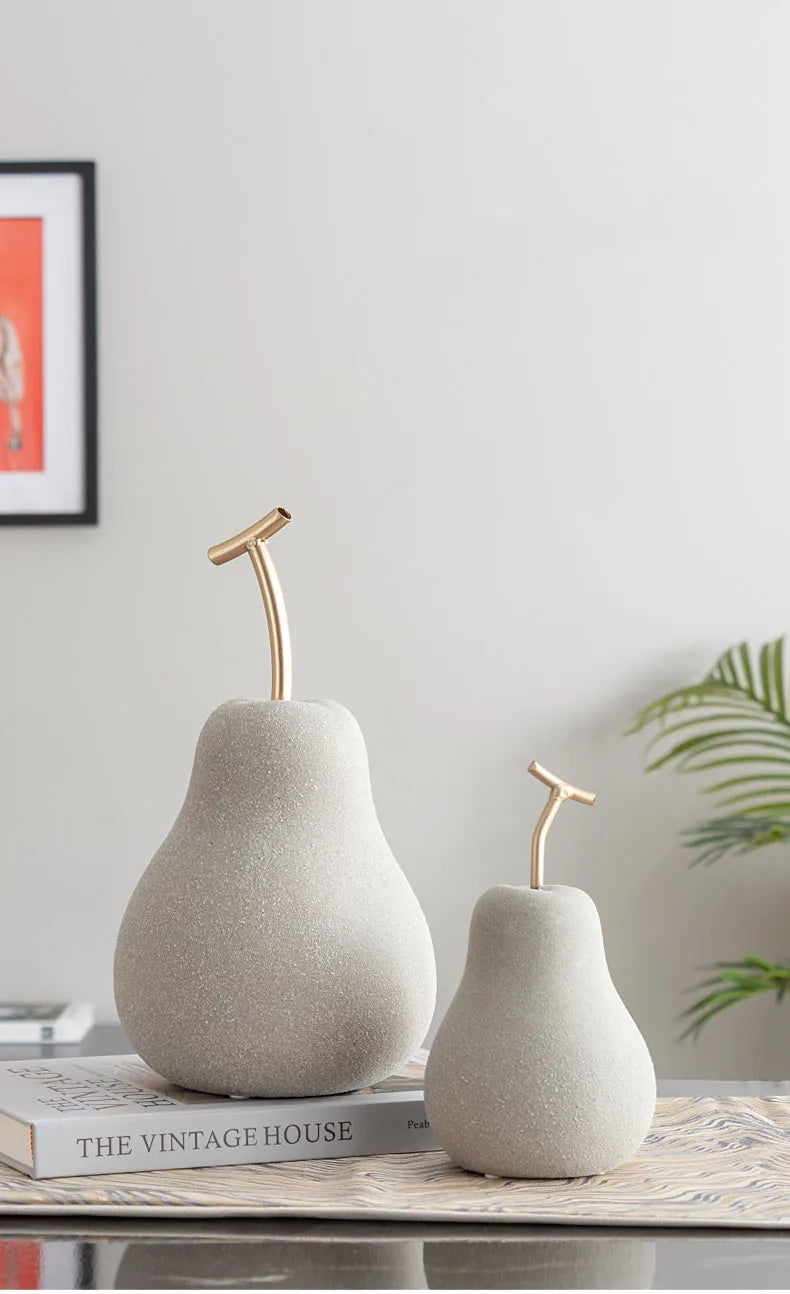 Minimalist Apple/pear Frosted Porcelain Statue  Decoration