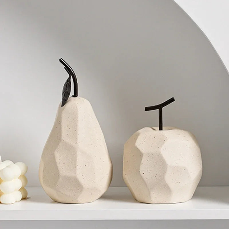 Apple and Pear ceramic sculpture