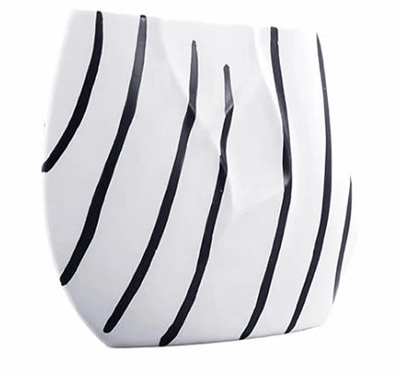 Classic Black and White Striped Ceramic Vase TV Cabinet Porch Furnishings Crafts Countertop Hydroponic Vase Home Decoration Gift