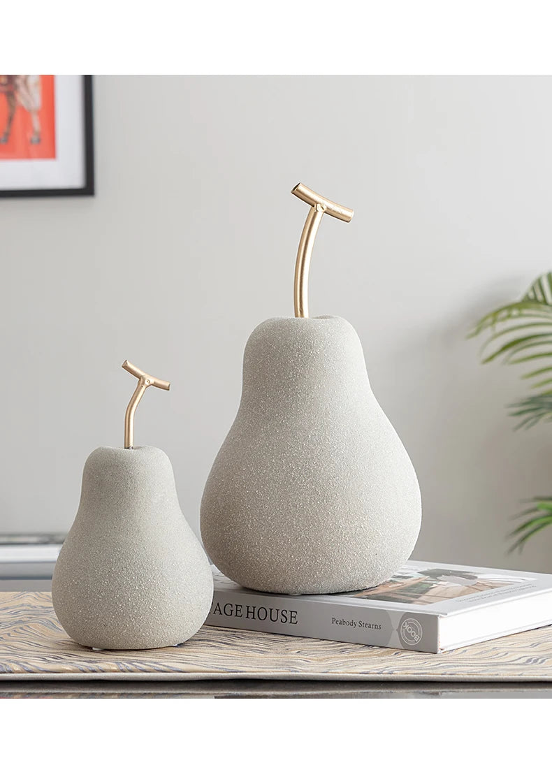 Minimalist Apple/pear Frosted Porcelain Statue  Decoration