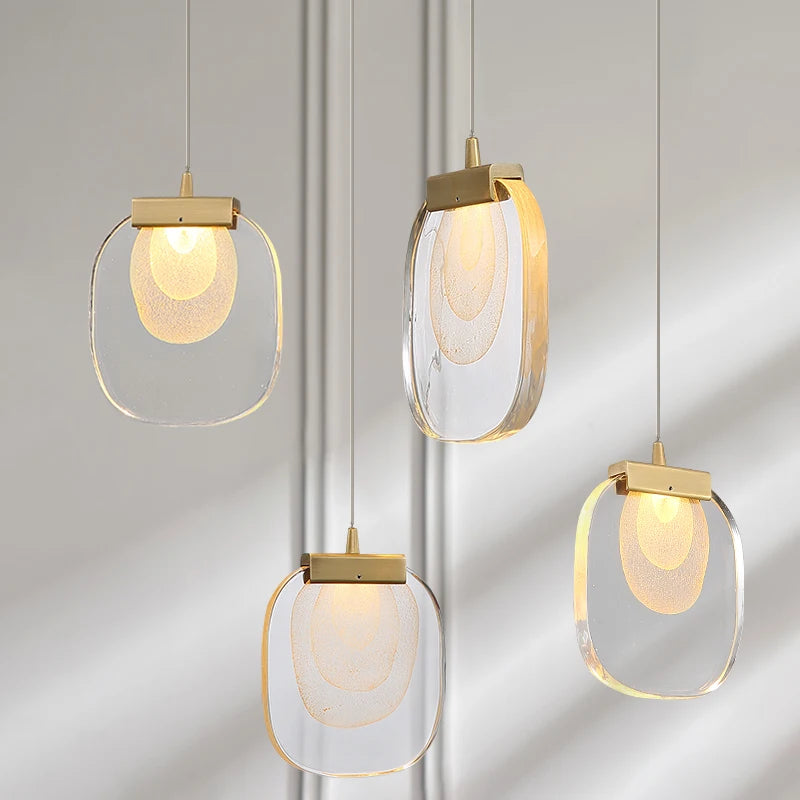 Led Glass Pendant Lights Crystal Droplight