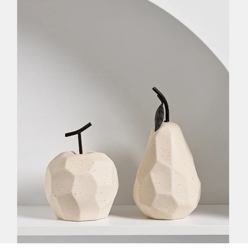 Apple and Pear ceramic sculpture