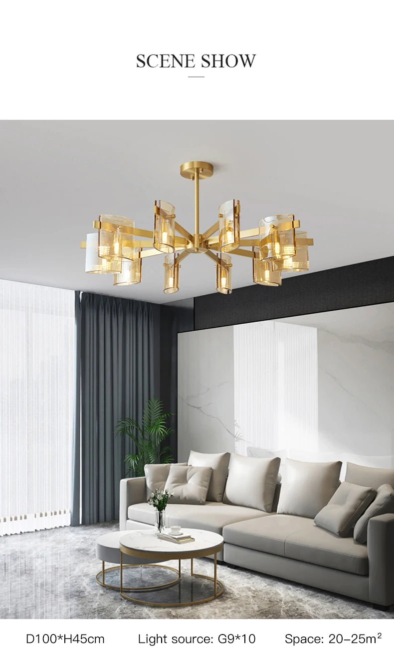 Led Chandelier Luxury Indoor Copper Lighting