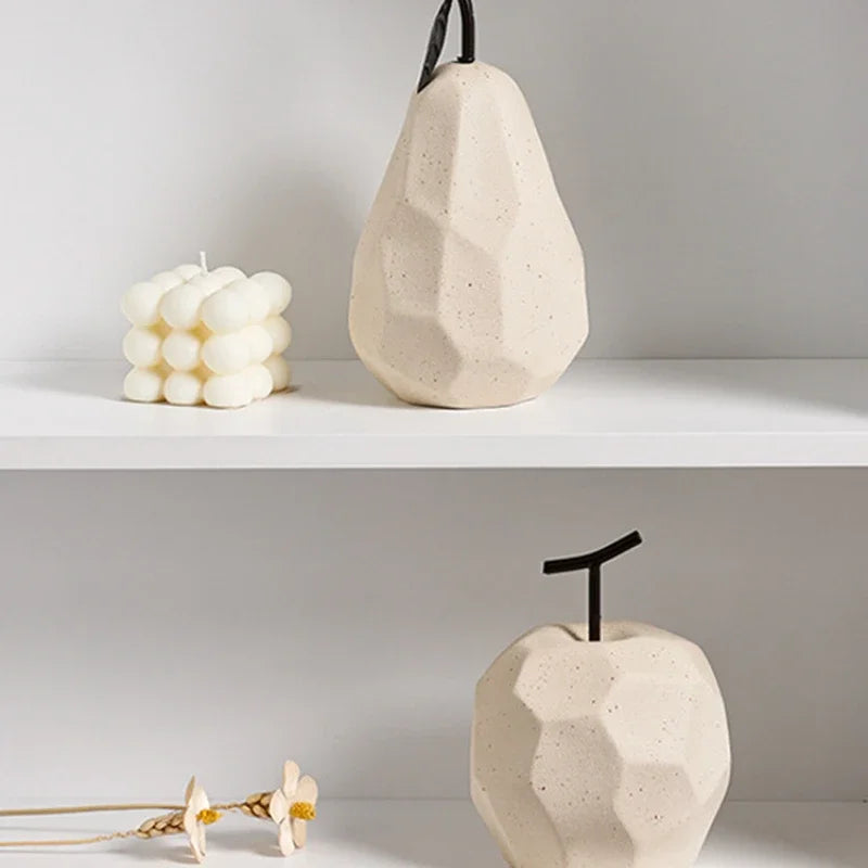 Apple and Pear ceramic sculpture