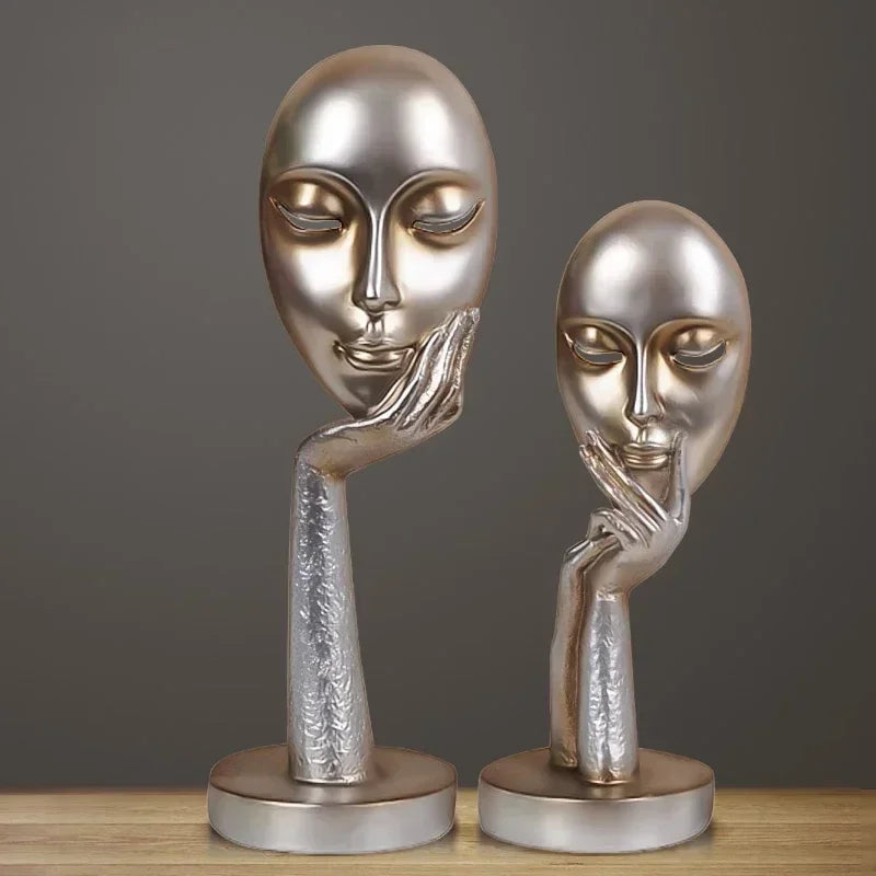 Abstract Face Resin Statue Artwork