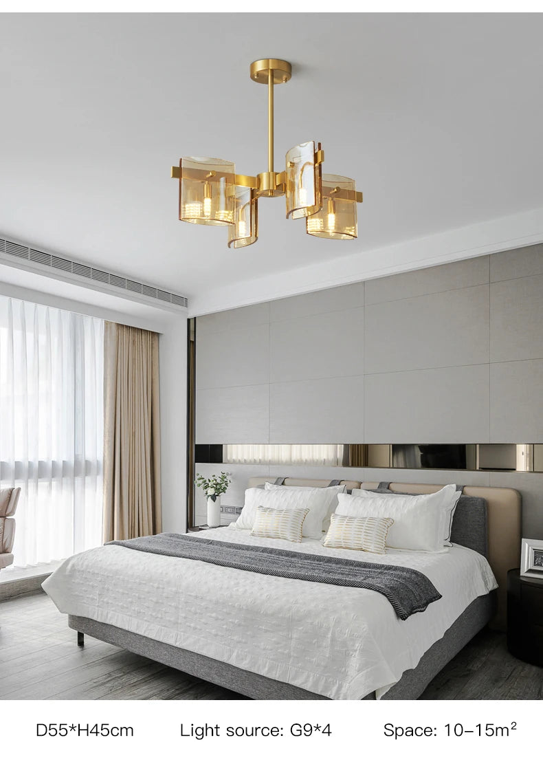 Led Chandelier Luxury Indoor Copper Lighting