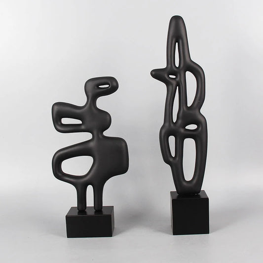 Hollow Geometric Sculpture Black and White Irregular Decorative Figurines